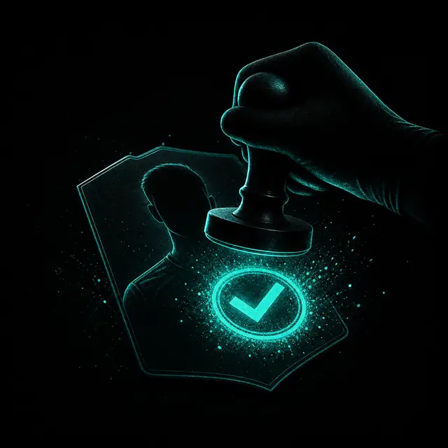 Glowing checkmark seal on a player card